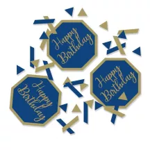 Confettis "Happy Birthday" bleu marin & dorée