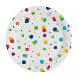 Paper plate confetti Ø 18 cm, 8 pieces for parties