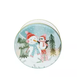 Cookie tin snowman gifts round Ø 170 x 80 mm