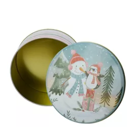 Cookie tin snowman gifts round Ø 170 x 80 mm