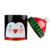Cookie tin penguin Ø 90 x 125 mm - with cap
