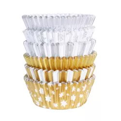 Cupcake molds Christmas mix gold and silver, 100 pieces