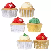 Moules à cupcakes Mélange de Noël or et argent, 100 pièces