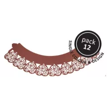 Cupcake wrapper Marrone Cioccolato con motivo a cuore, 12 pezzi