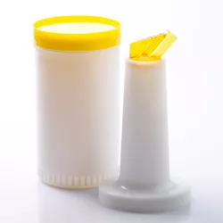 4-piece plastic container with screw-on lid and spout