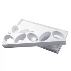 Oval patisserie dish, dish with 2 dishes with 5 cavities each