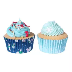 Pirottino per cupcake Pinguino e Fiocchi di neve, 60 pezzi