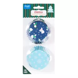 Pirottino per cupcake Pinguino e Fiocchi di neve, 60 pezzi