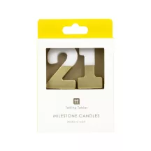 Bougie numéro 21 avec blanc et or