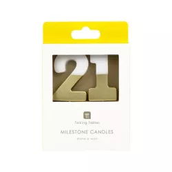 Number candle 21 with white and gold