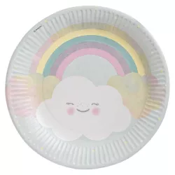 Assiettes en carton Arc-en-ciel et nuages Ø 23 cm, 8 pièces