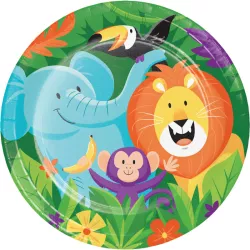 Assiettes en carton Jungle Ø 22.2 cm, 8 pièces pour la fête de la jungle