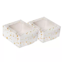 Scatola per pasticcini stelle dorate con finestra grande, 2 pezzi