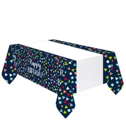 Happy Birthday Party paper tablecloth, 120 x 180 cm
