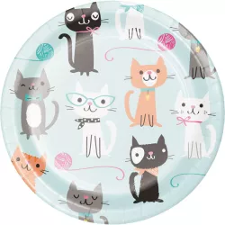 Paper plate cat party Ø 17.4 cm, 8 pieces for cat fans