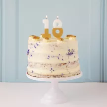Zahlenkerze 8 mit Weiss und Gold