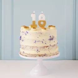Candela numero 8 con bianco e oro