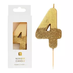 Bougie numéro 4 avec or et paillettes d'or