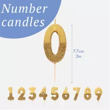 Number candle 4 with gold and gold glitter