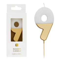 Bougie numéro 9 avec blanc et or