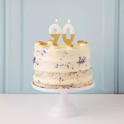 Number candle 9 with white and gold