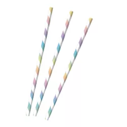 12 Bunte Pappstrohhalme