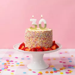 Number candle 30 with white and gold