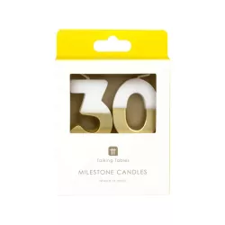 Zahlenkerze 30 mit Weiss und Gold