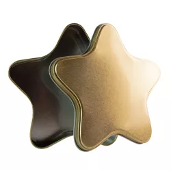 Gold star cookie tin, 182 x 175 x 40 mm