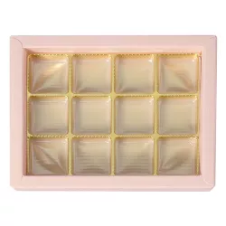 Boîte de chocolats rose pour 12 chocolats
