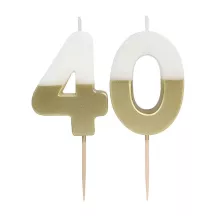 Candela numero 40 con bianco e oro