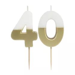 Candela numero 40 con bianco e oro