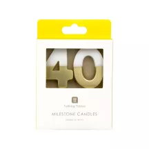 Candela numero 40 con bianco e oro