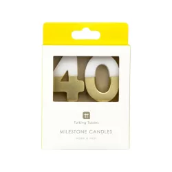 Candela numero 40 con bianco e oro