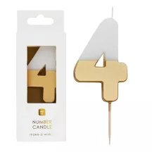 Bougie numéro 4 avec blanc et or