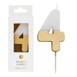 Bougie numéro 4 avec blanc et or