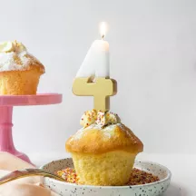 Number candle 4 with white and gold
