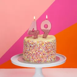 Number candle 4 with rose gold and rose glitter