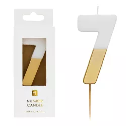 Number candle 7 with white and gold