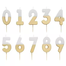 Number candle 7 with white and gold