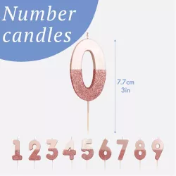 Number candle 8 with rose gold and rose glitter