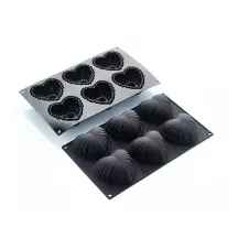Moule à gâteaux en silicone Satin Coeurs, 6 pièces