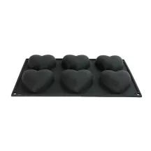 Silikonform Herz Modern, 6 Herzen