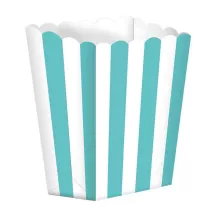 Boîte à pop-corn turquoise à rayures, pack de 5