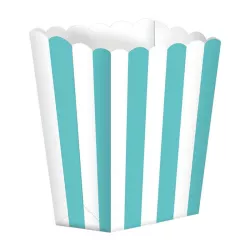 Popcorn-Box türkis gestreift, 5er-Pack