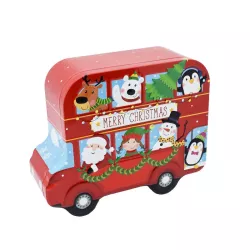 Boîte à biscuits de Noël Santa Bus (190 x 155 x 70 mm)