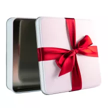 Scatola per biscotti quadrata con fiocco 146 x 146 x 40 mm