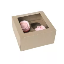 Scatola da 4 cupcake Kraft