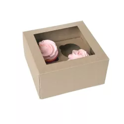 Scatola da 4 cupcake Kraft