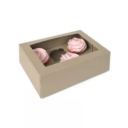 1 scatola kraft per 6 cupcake con inserto